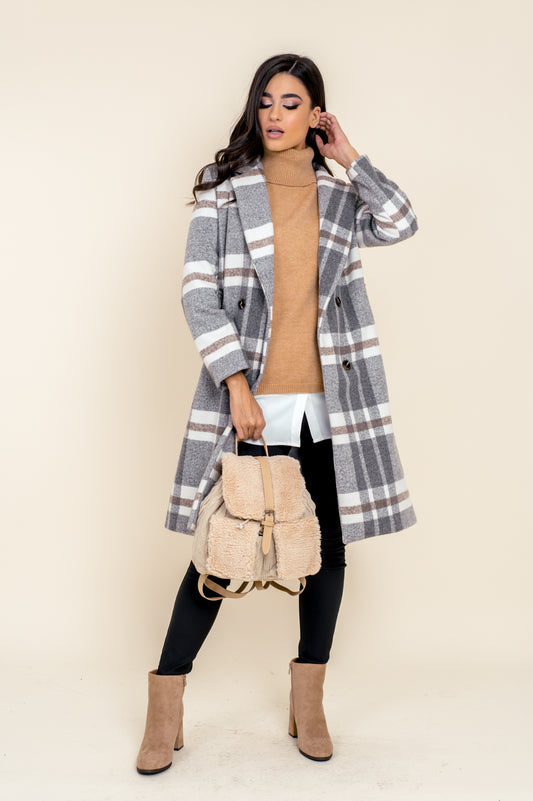 Παλτό ημιμάλλινο καρό