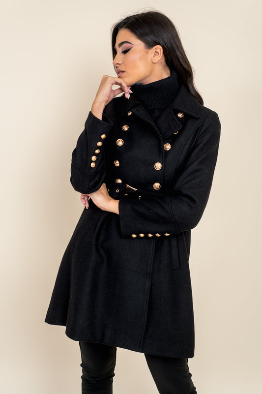 Ημίπαλτο ημιμάλλινο με χρυσαφί κουμπιά