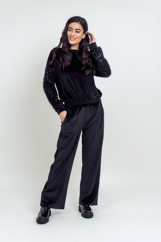 Σετ φόρμας τοπ - παντελόνι βελουτέ