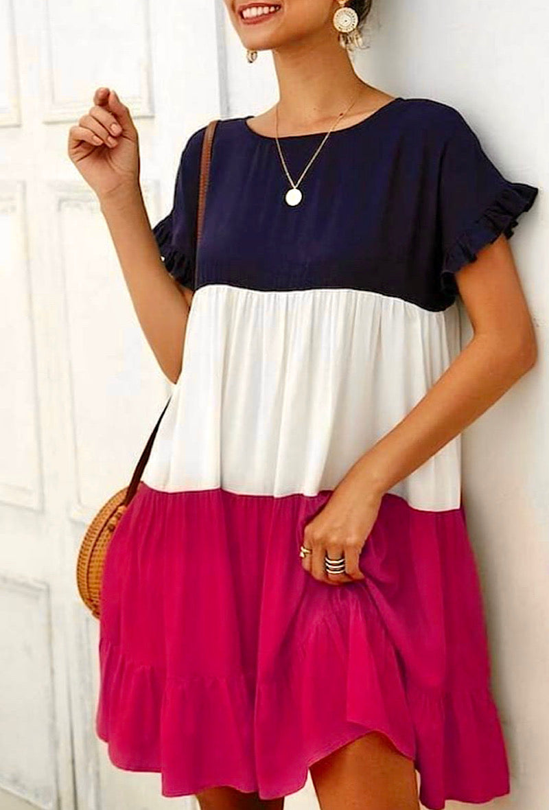 Φόρεμα mini με τριχρωμία