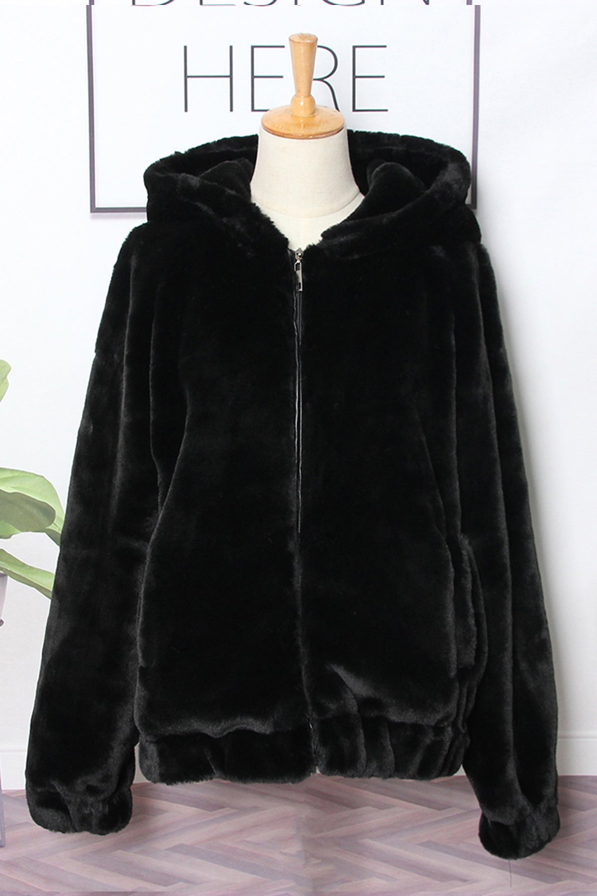 Jucket fluffy με κουκούλα