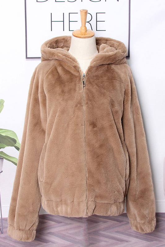 Jucket fluffy με κουκούλα