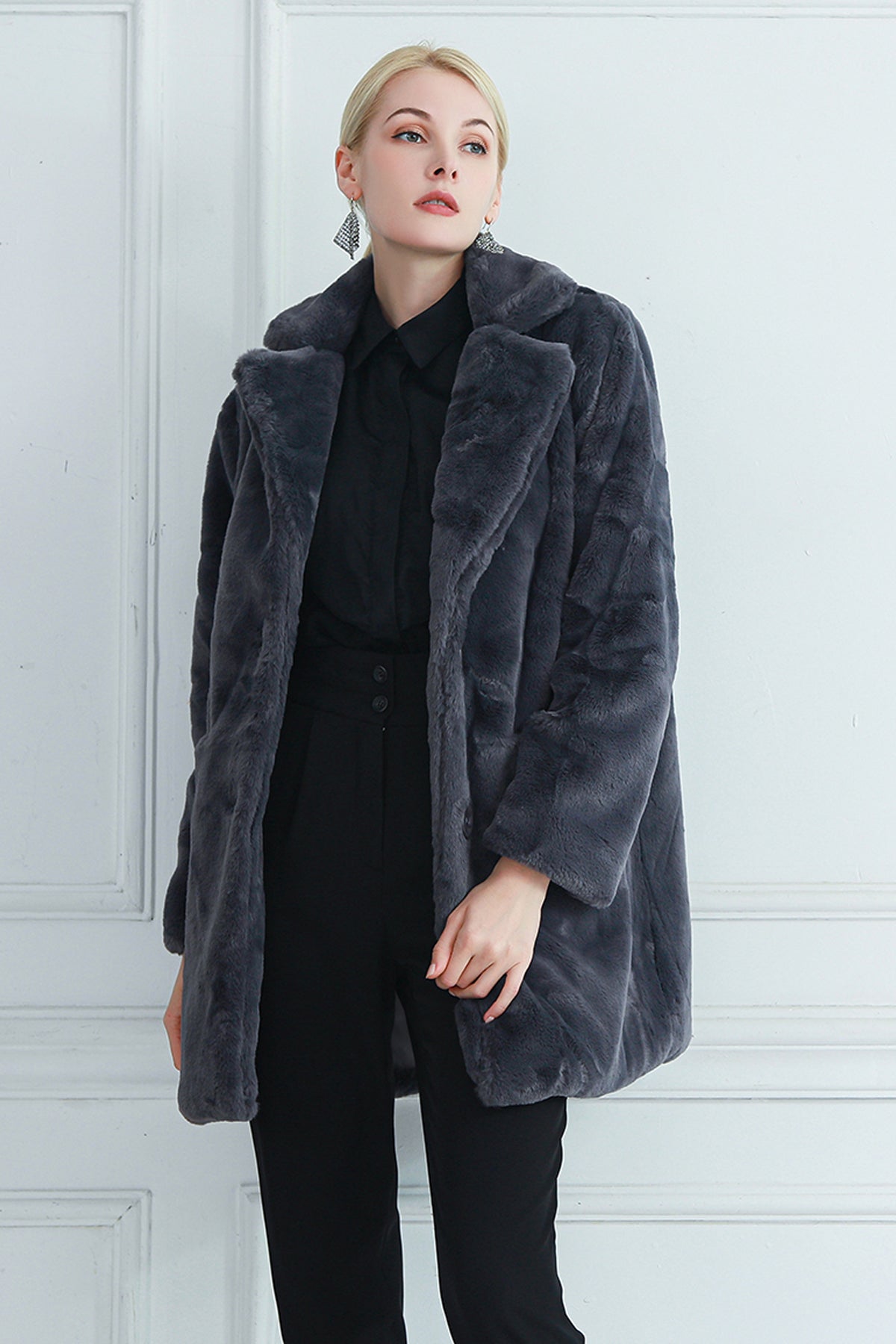 Ημίπαλτο γούνινο oversized