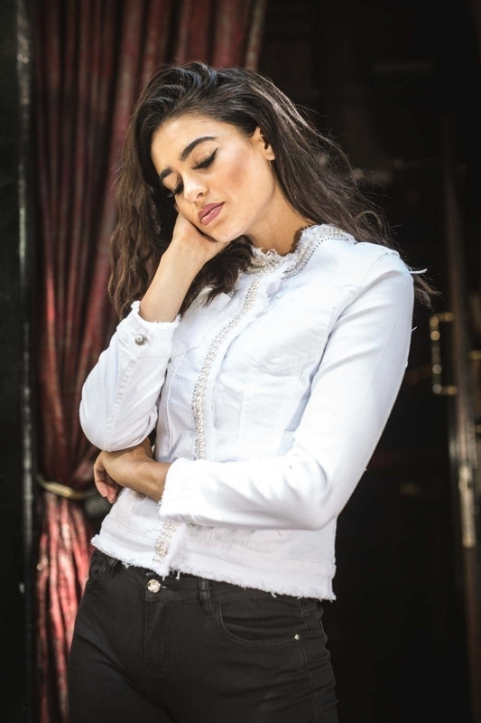 Μπουφάν denim με πέρλες