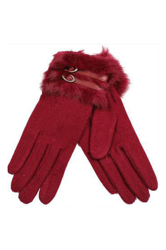 Γάντια μάλλινα με γούνα