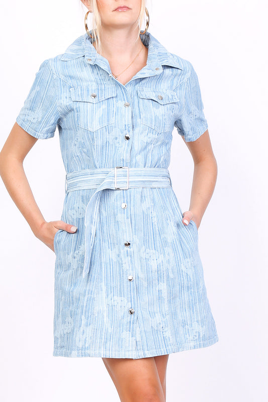 Φόρεμα mini denim σεμιζιέ