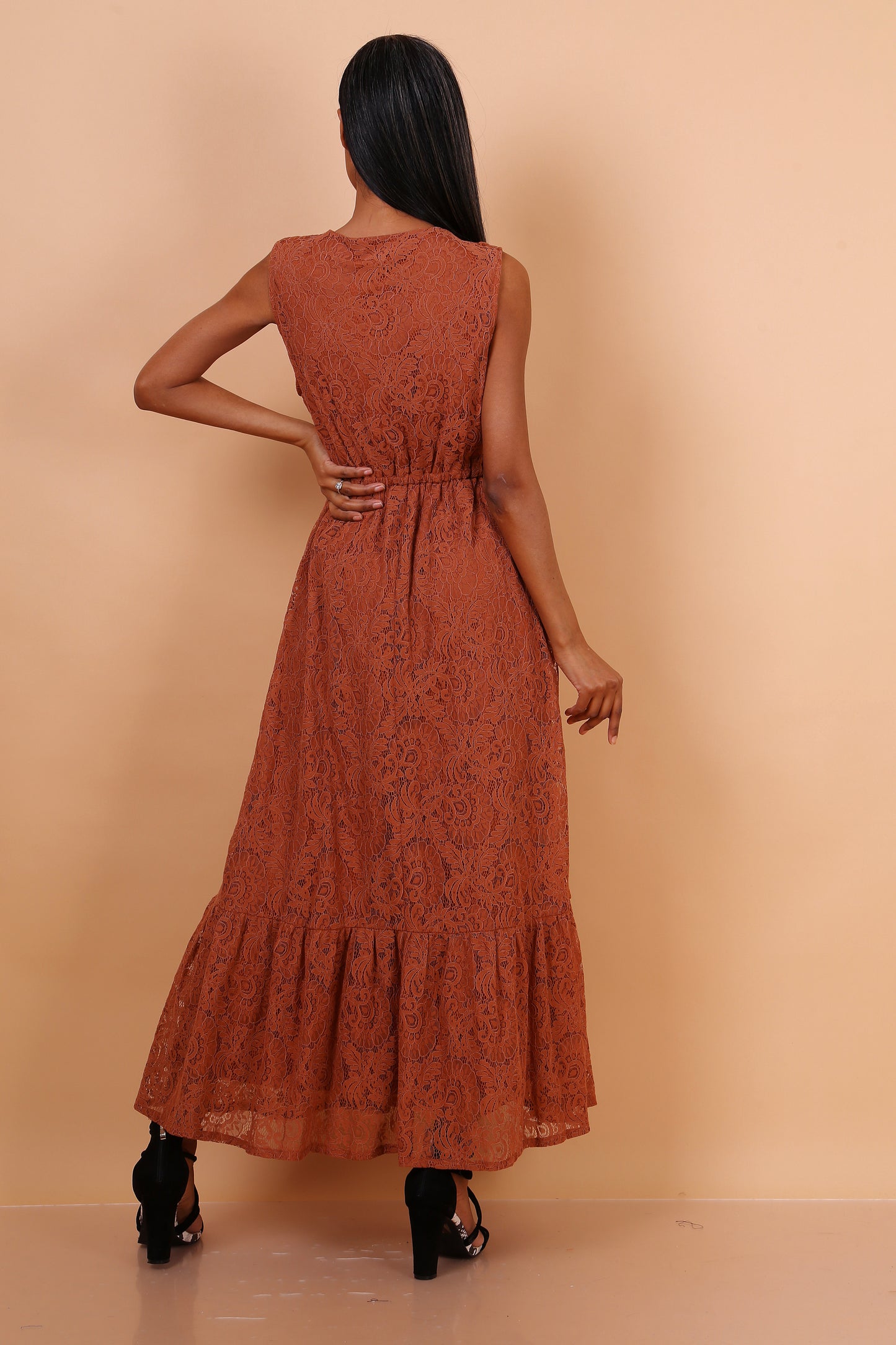 Φόρεμα boho maxi δανδελένιο