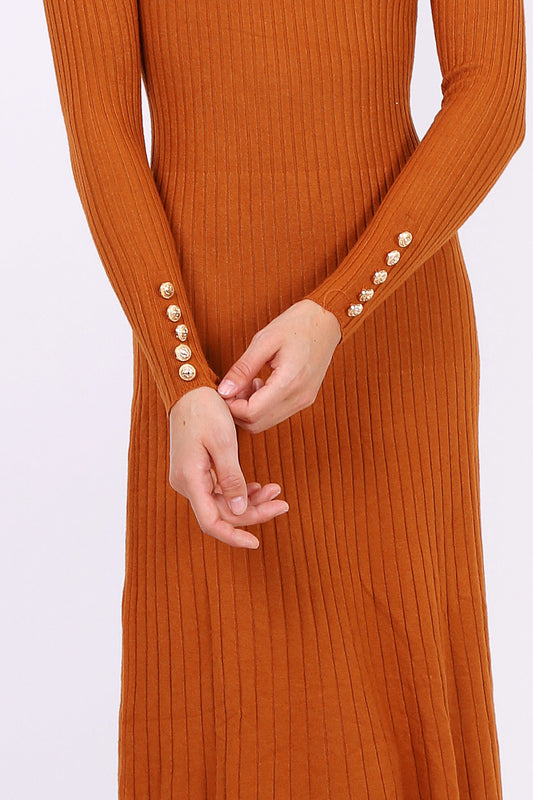 Φόρεμα midi rib ελαστικό