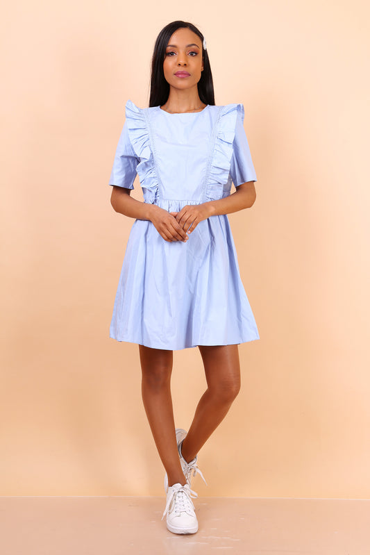 Φόρεμα mini μεσάτο με βολάν