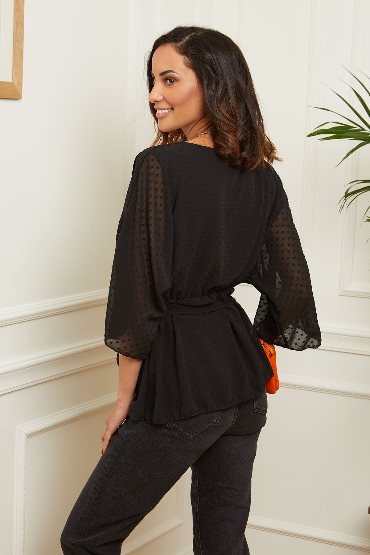 Μπλούζα croise πουά