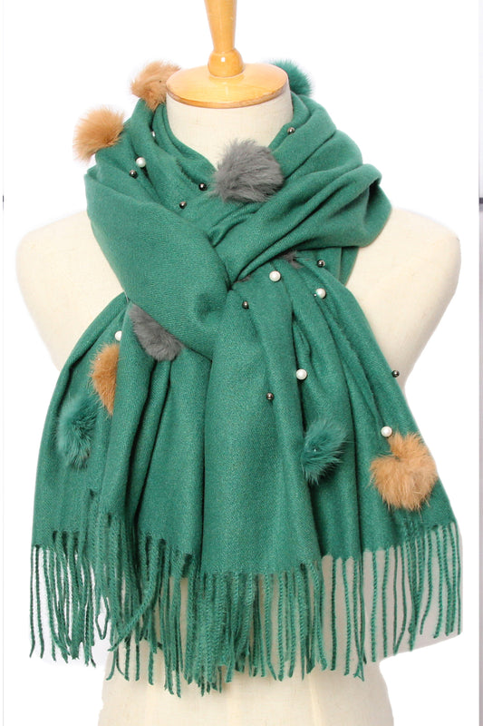 Κασκόλ/Εσάρπα με pom pom