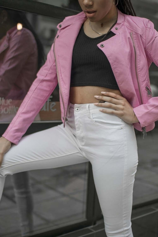 Μπουφάν biker δερματίνη