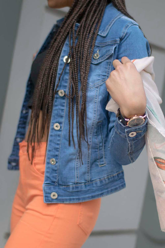 Τζιν μπουφάν εφαρμοστό βαμβακερό