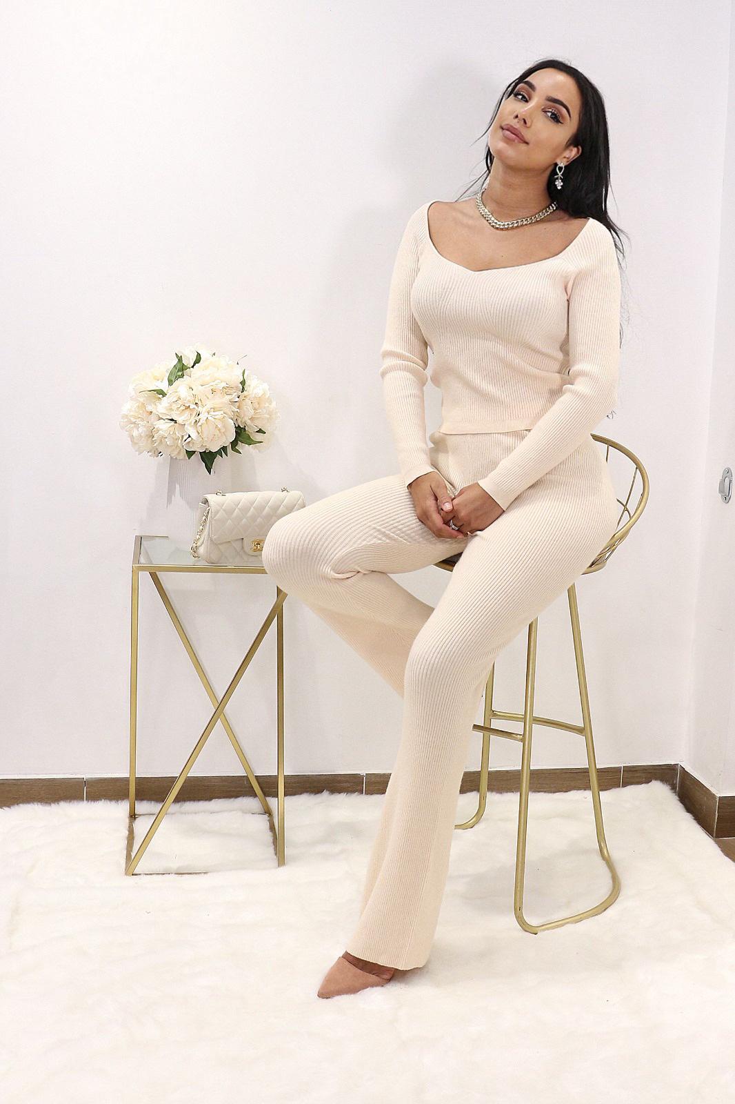 Σετ μπλούζα - παντελόνι rib