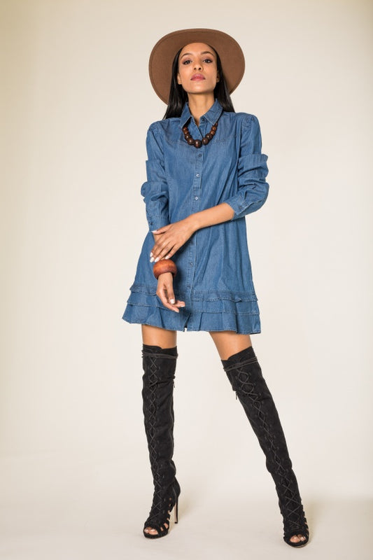 Shirt dress mini denim