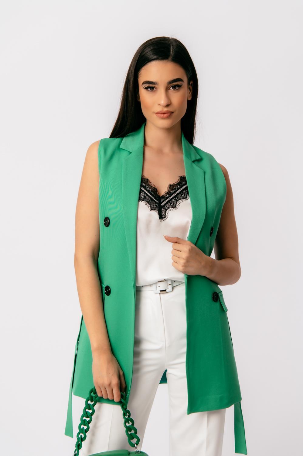 Blazer αμάνικο με ζώνη