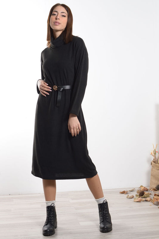 Φόρεμα midi rib με ζώνη