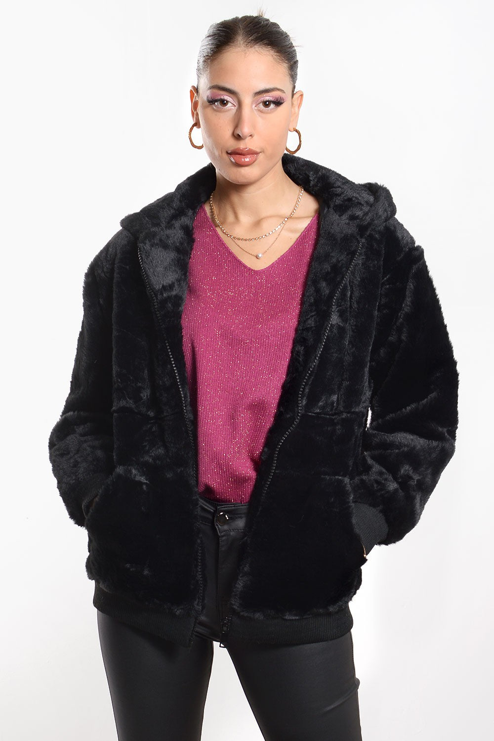 Μπουφάν bomber fluffy γούνινο