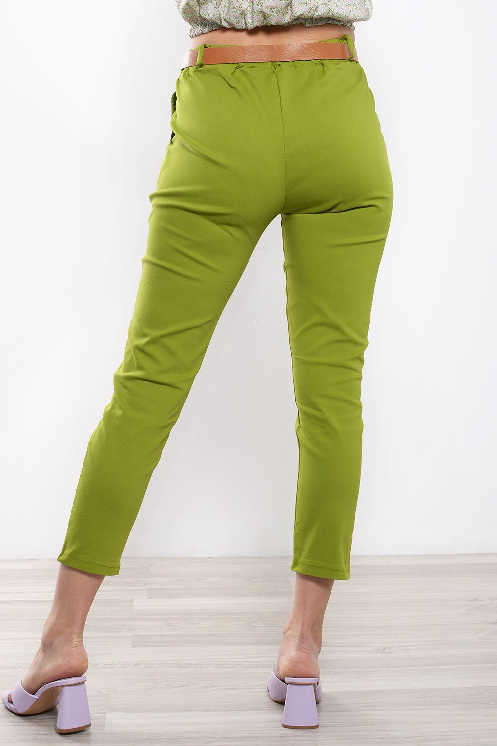 Παντελόνι cropped με ζώνη