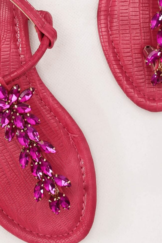 Sandals flat με διακοσμητικές πέτρες