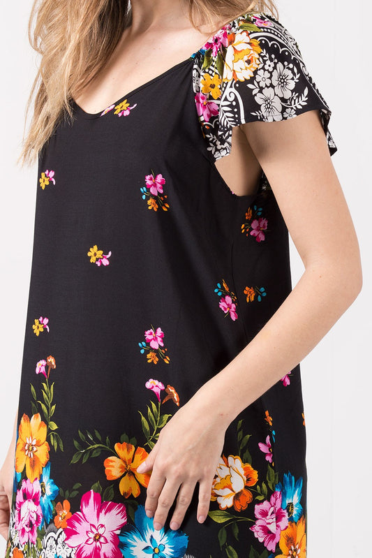 Φόρεμα floral κοντομάνικο mini