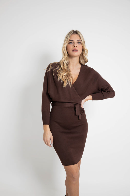 Φόρεμα mini croise πλεκτό