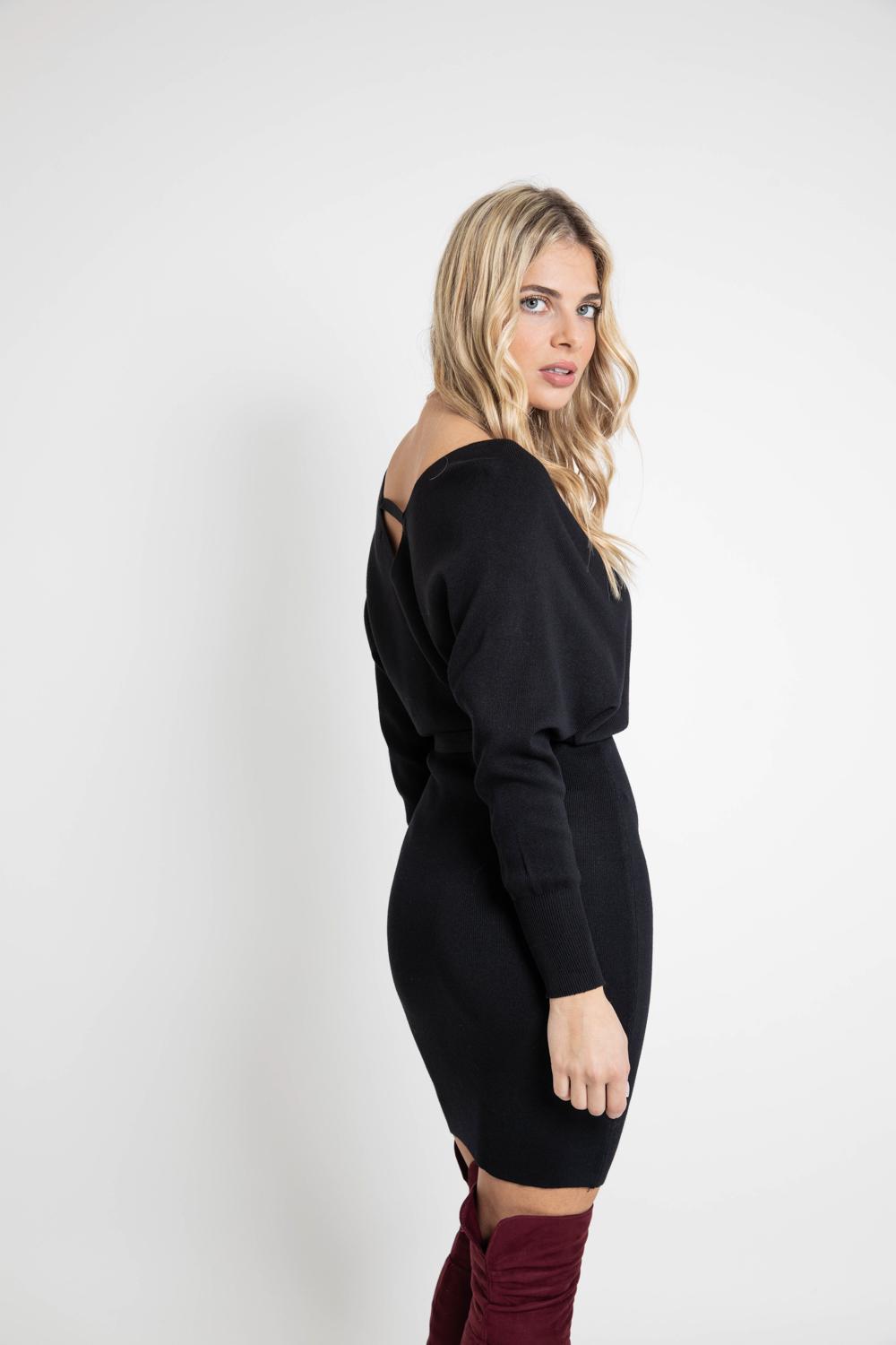 Φόρεμα mini croise πλεκτό