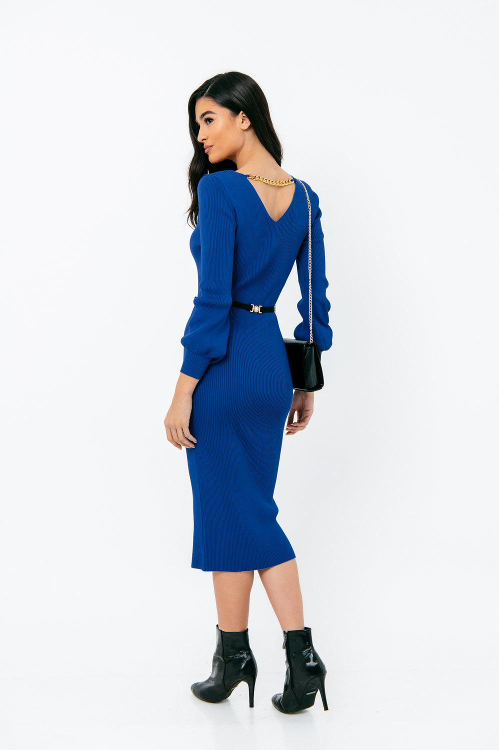 Φόρεμα midi rib detailed πλεκτό