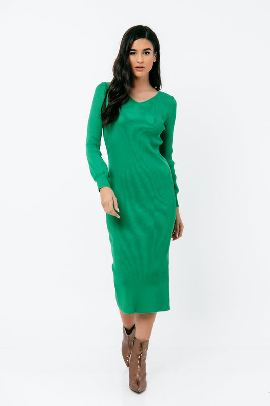 Φόρεμα midi rib detailed πλεκτό