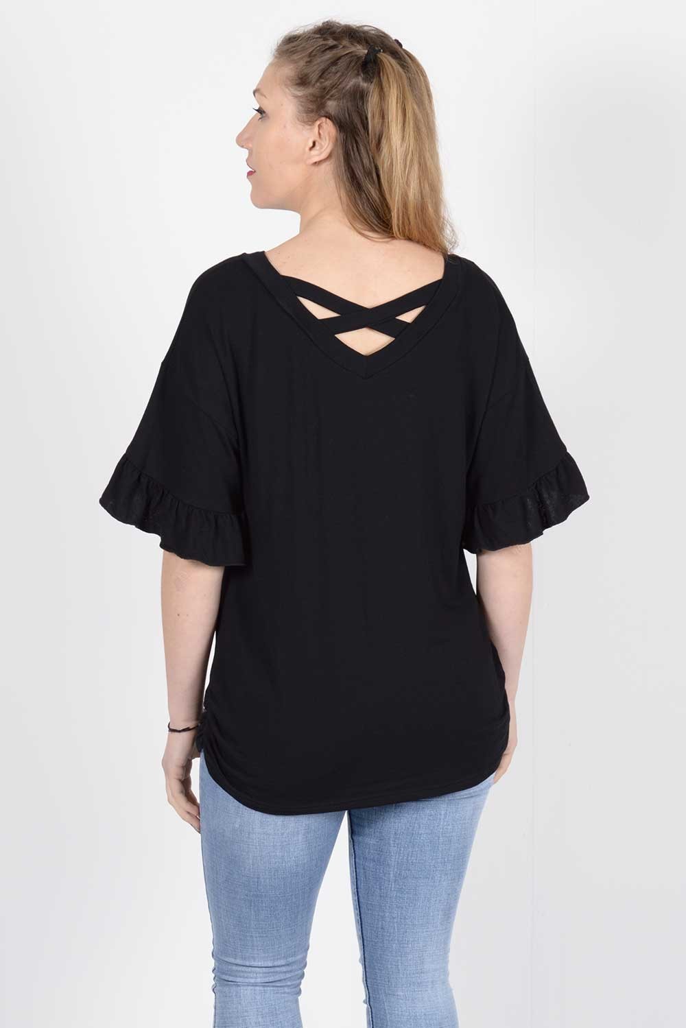 Μπλούζα βισκόζη με χιαστί σχέδιο στην πλάτη