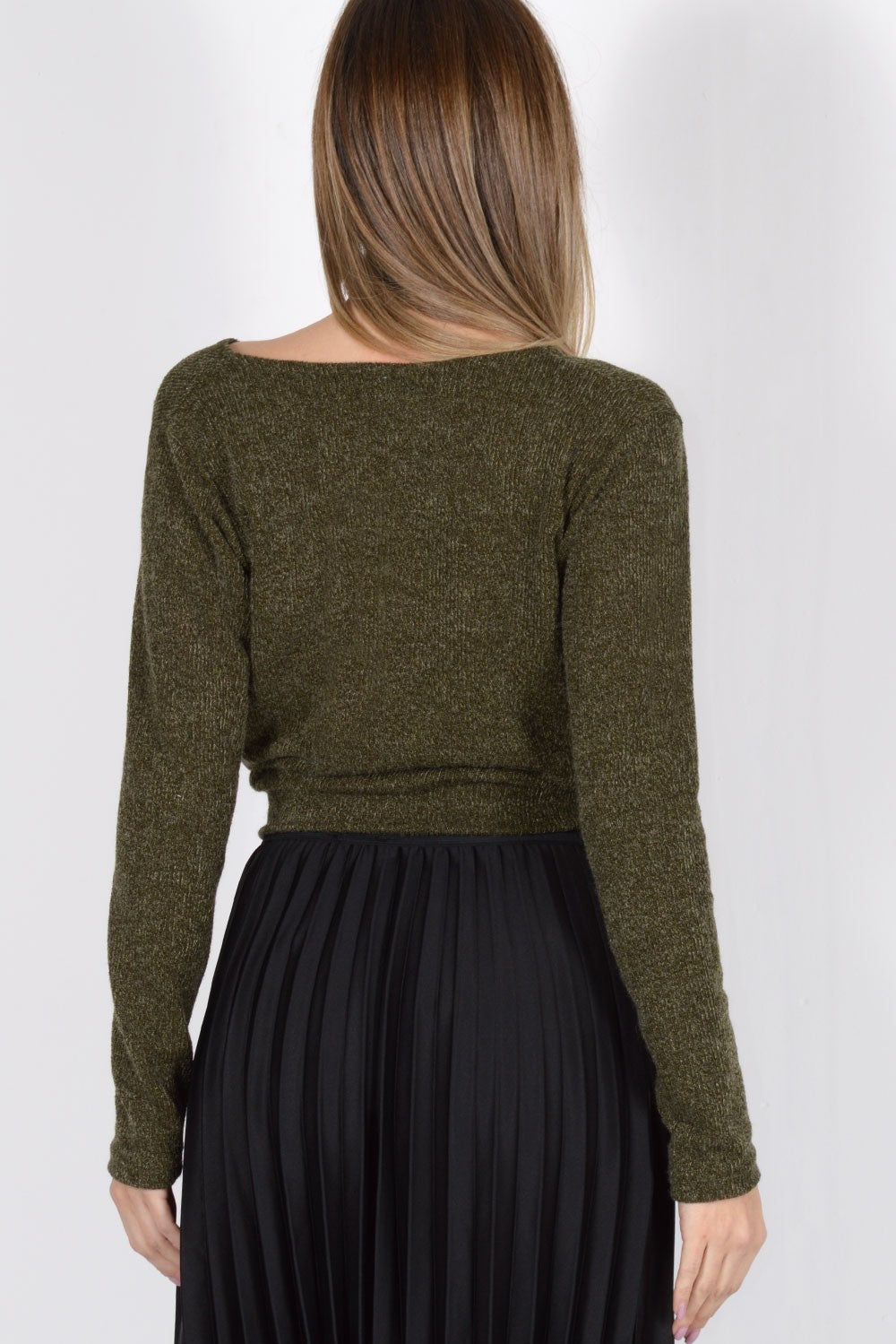 Πλεκτή μπλούζα με δέσιμο