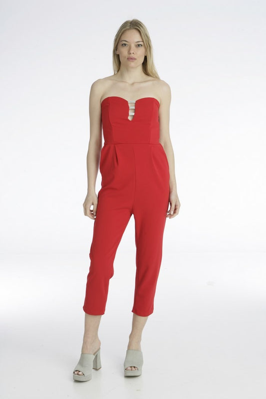 Ολόσωμη φόρμα strapless με ανοίγματα στο μπούστο