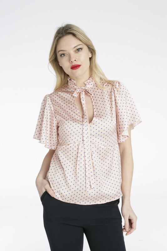 Μπλούζα πουά με κοντό μανίκι