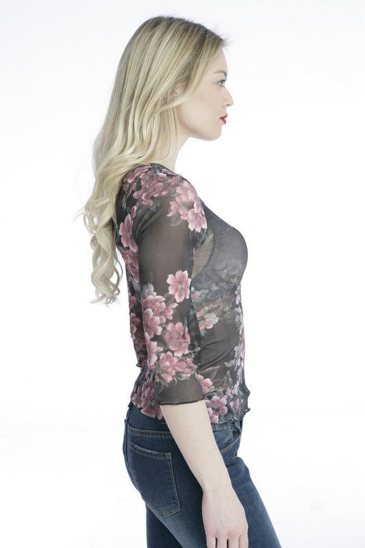 Top floral διαφανές ελαστικό
