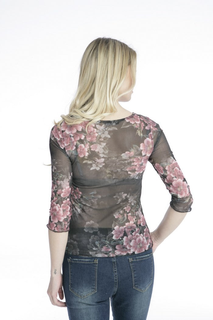 Top floral διαφανές ελαστικό
