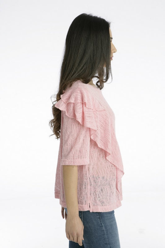 Μπλούζα κοντομάνικη με βολάν