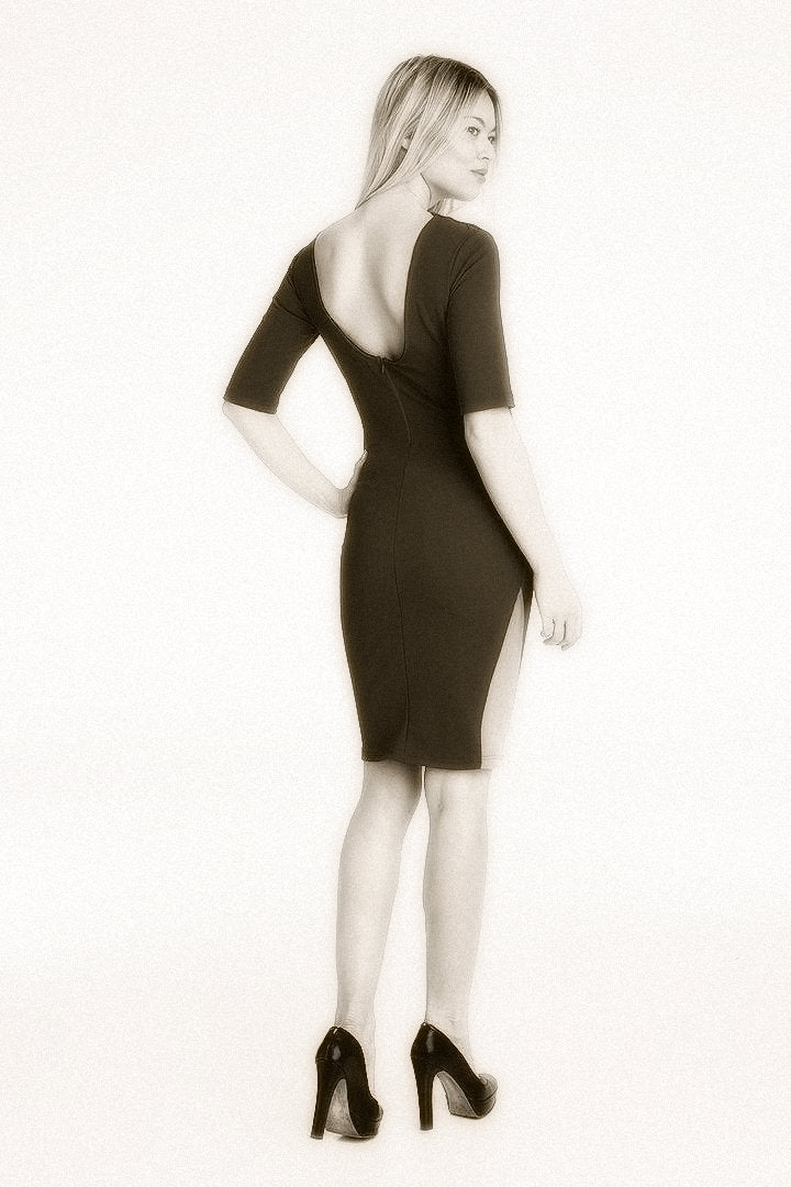 Φόρεμα ελαστικό με διαφάνειες