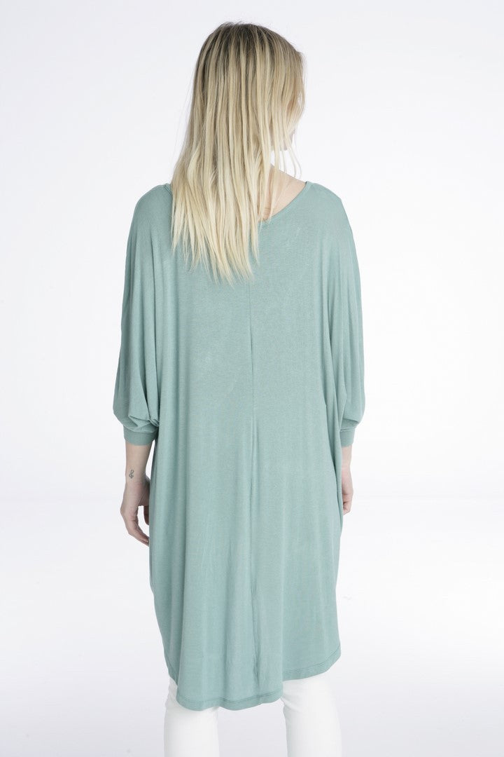 Μπλούζα μακριά με τρουά καρ μανίκι