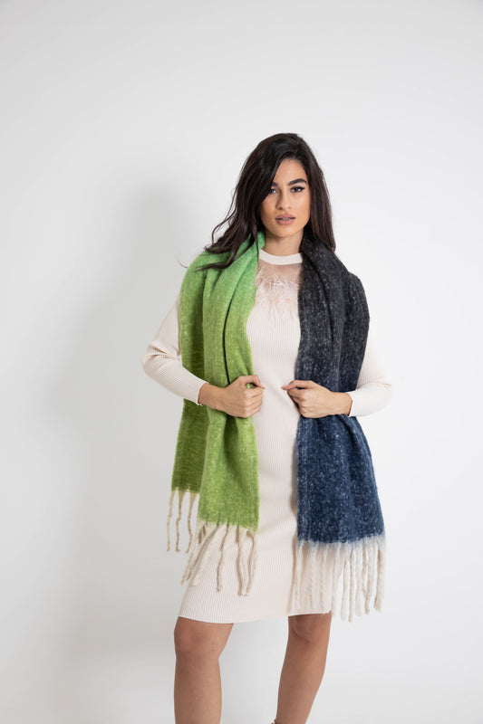 Εσάρπα / Κασκόλ τρίχρωμη με κρόσσια