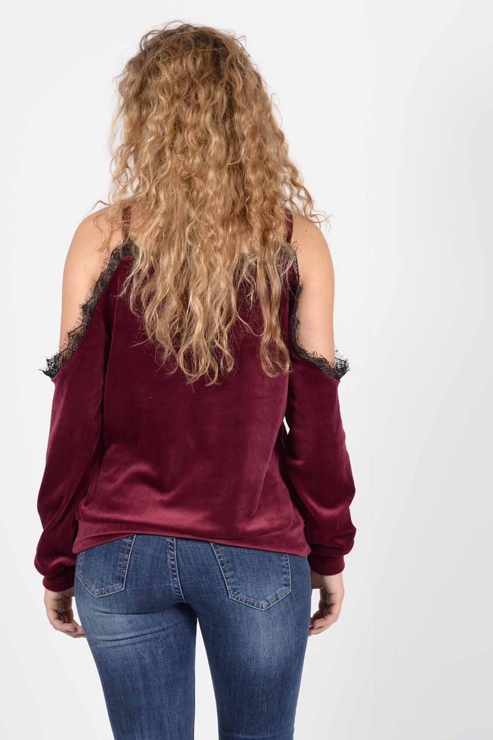 Μπλούζα βελουτέ με δανδέλα