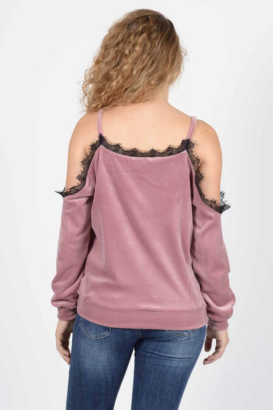 Μπλούζα βελουτέ με δανδέλα