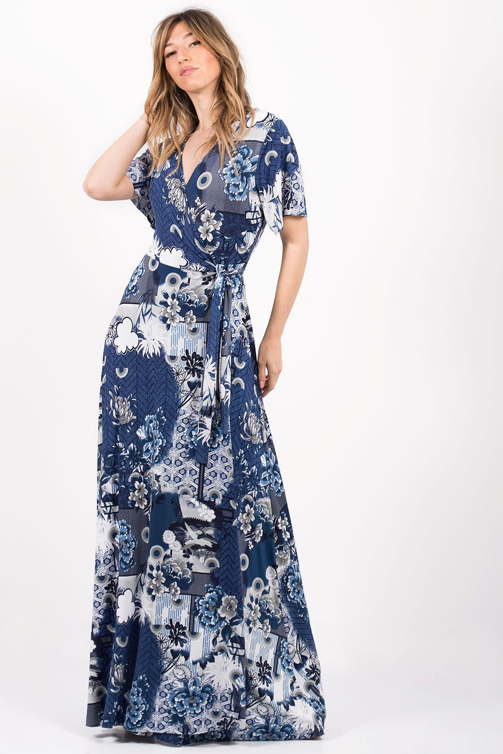 Φόρεμα maxi κρουαζέ printed