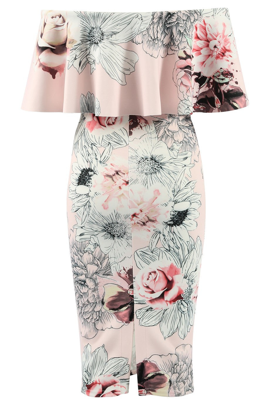 Φόρεμα floral bodycon με βολάν