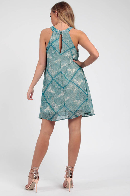 Φόρεμα mini εμπριμέ φαρδύ