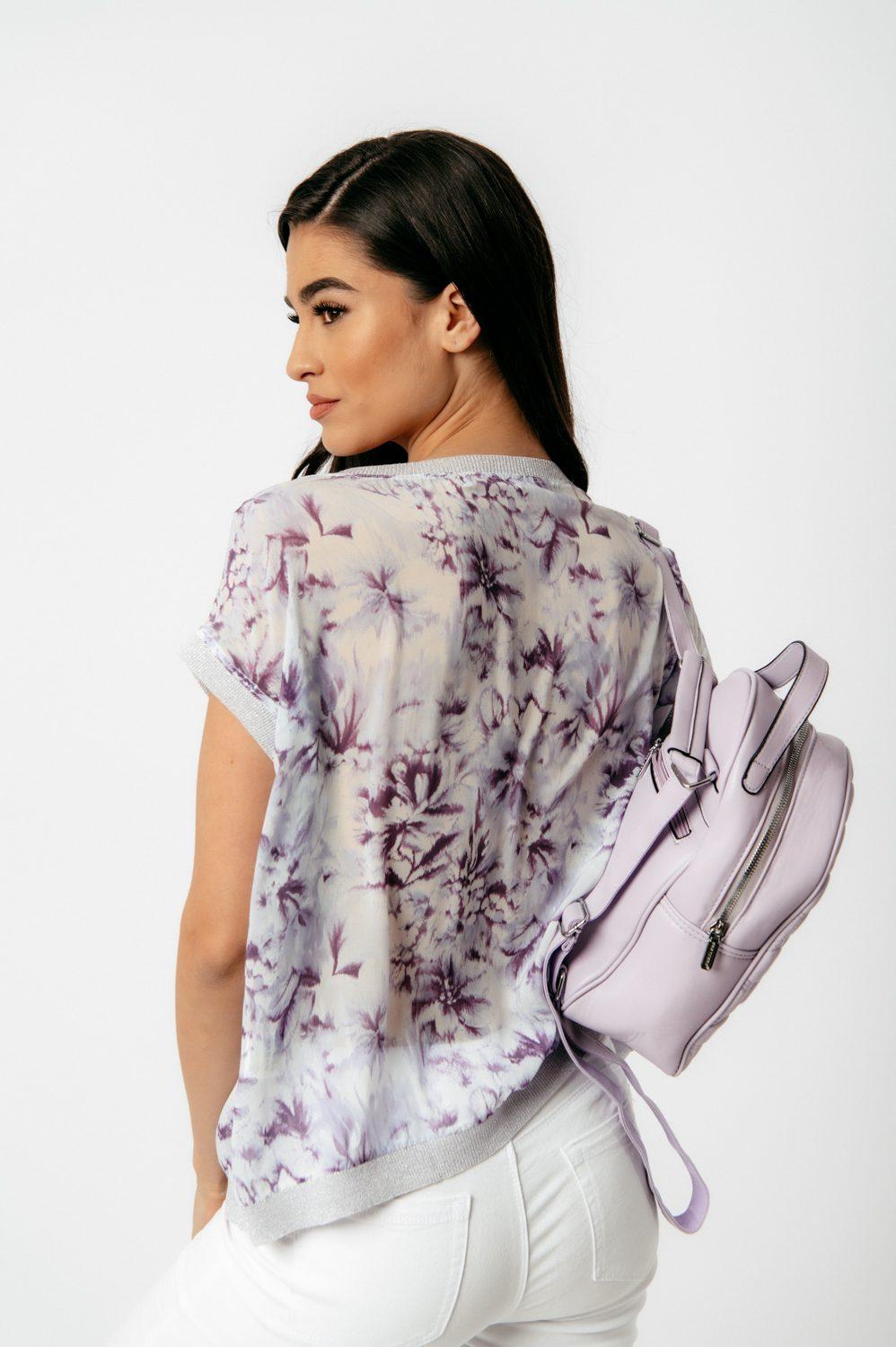 Top floral με lurex