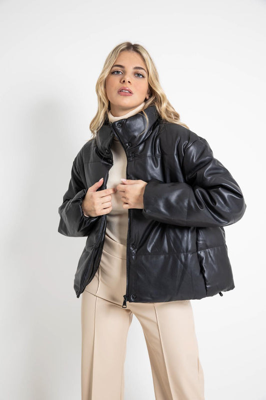 Μπουφάν puffer ματ δερματίνη