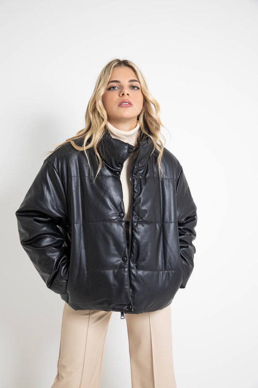 Μπουφάν puffer ματ δερματίνη