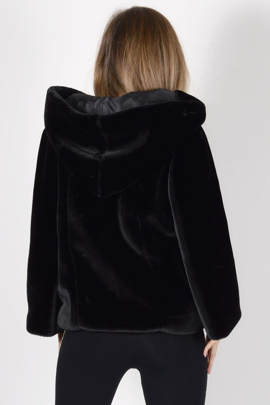 Γούνινο Jacket με κουκούλα