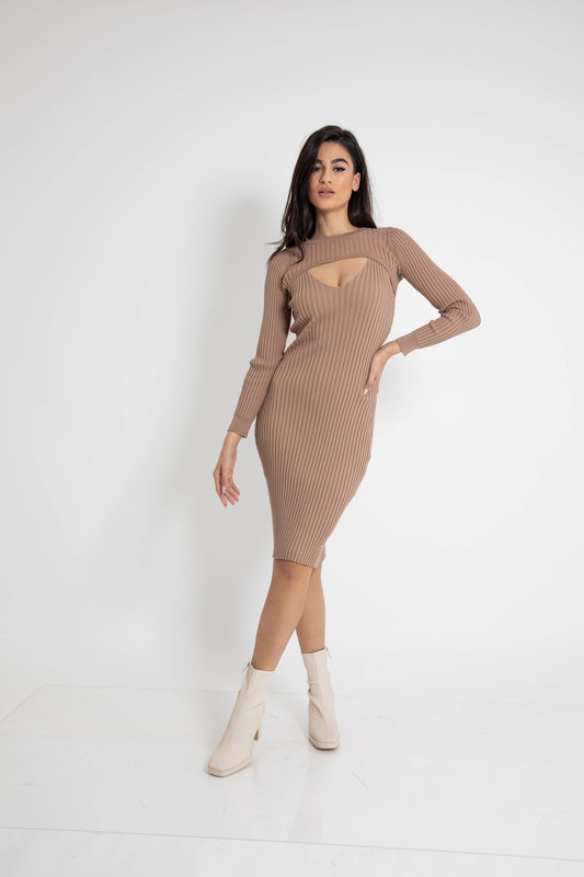 Φόρεμα midi rib με boleros