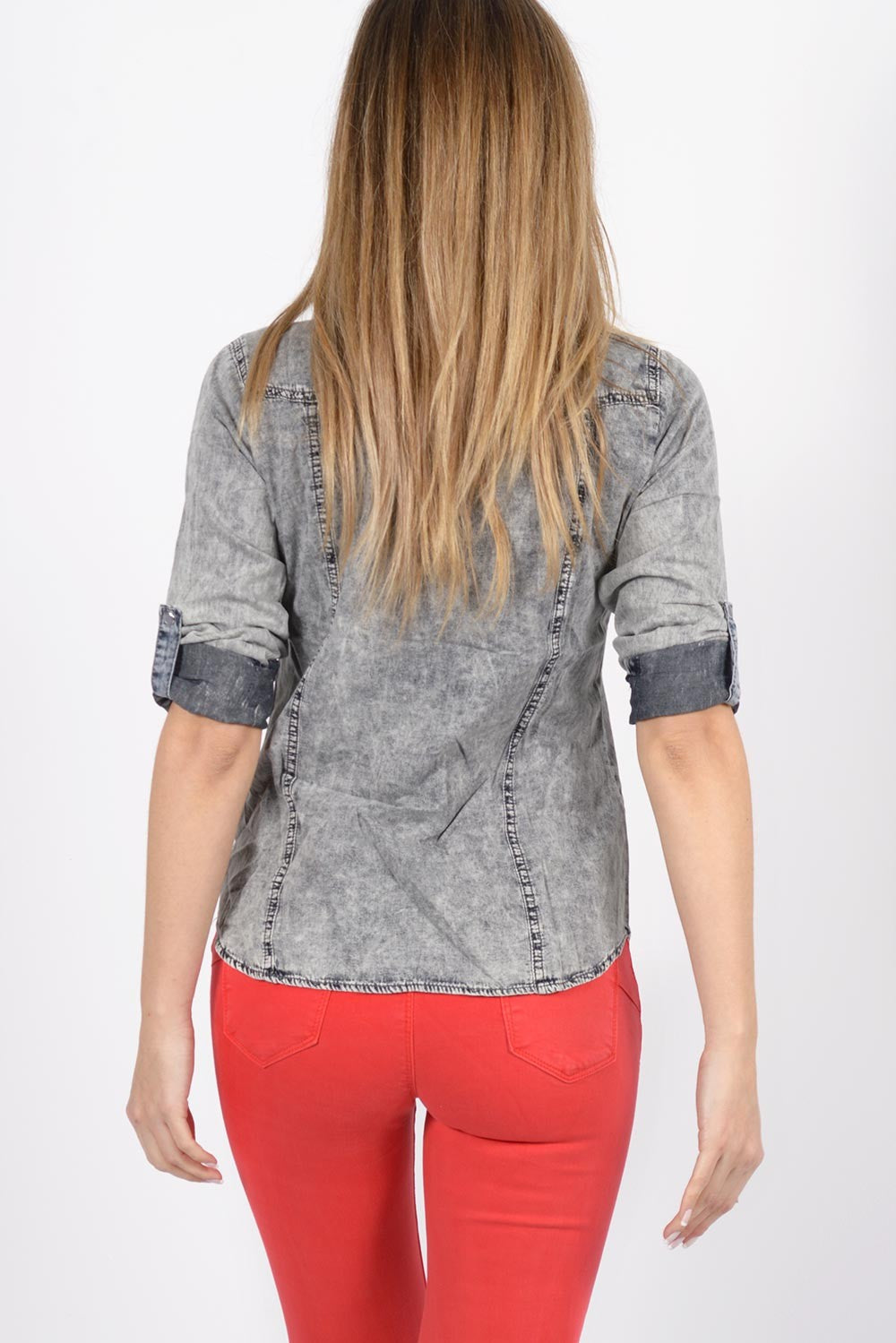 Τζιν πουκάμισο βαμβακερό